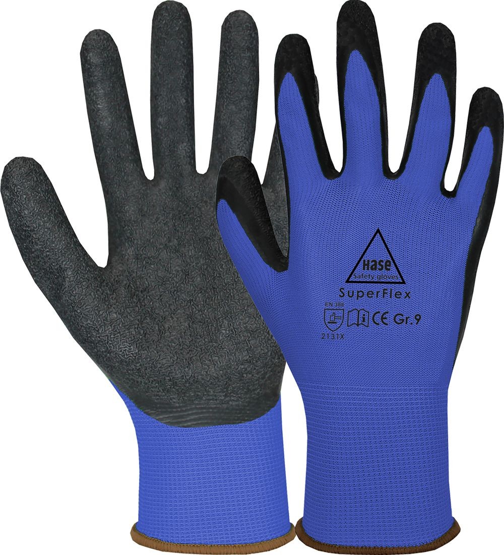 SUPERFLEX BLUE Montagehandschuh Latexschaum/Polyamid Gr. 06
