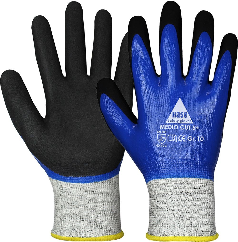 MEDIO CUT 5+ Schnittschutz-Arbeitshandschuh Kat II blau/schwarz Gr. 09