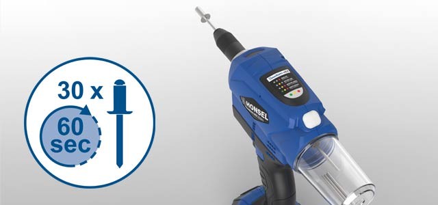 Rivdom eBZ 1 Akku-Blindnietgerät mit 2 Akkus 20V (2,0 Ah), Schnellladegerät (220V/50-60HZ) in L-Boxx