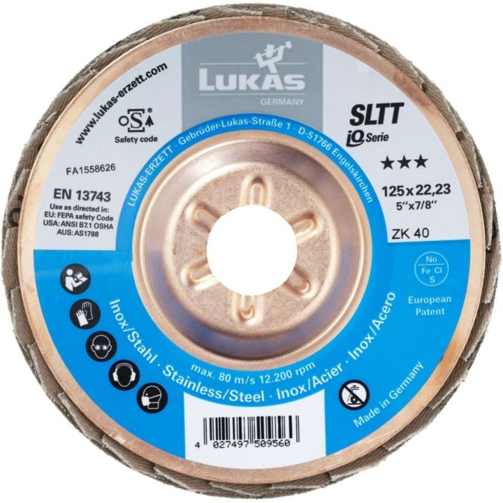 Schleiflamellenteller für Stahl SLTT 125 ZK 40 iQ-Serie