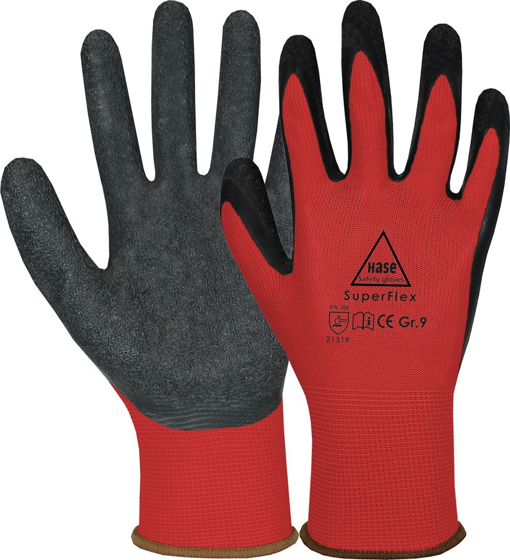 SUPERFLEX RED Montagehandschuh Latexschaum/Polyamid Gr. 09