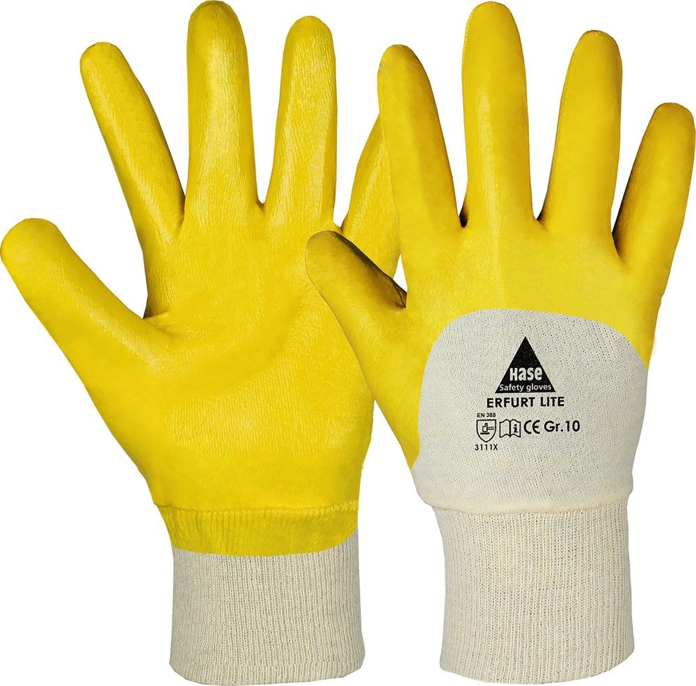ERFURT LITE Nitril-Arbeitshandschuh natur/gelb Gr. 09