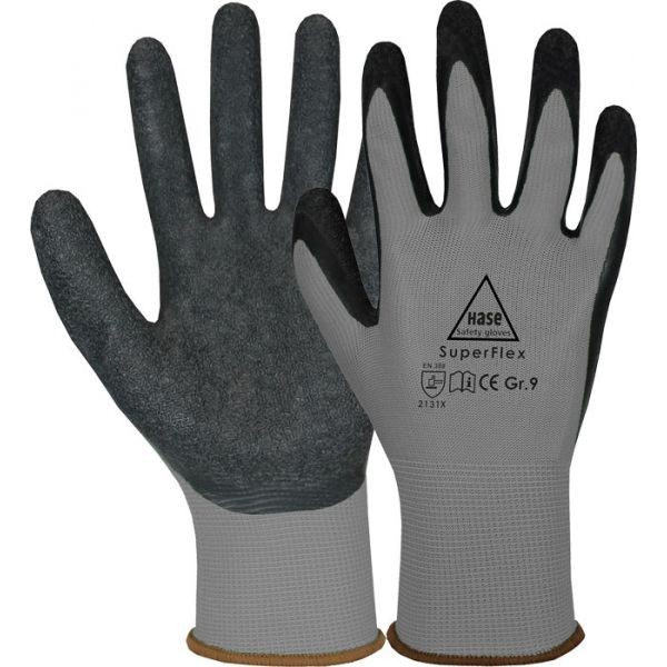 SUPERFLEX GREY Montagehandschuh Latexschaum/Polyamid Gr. 06