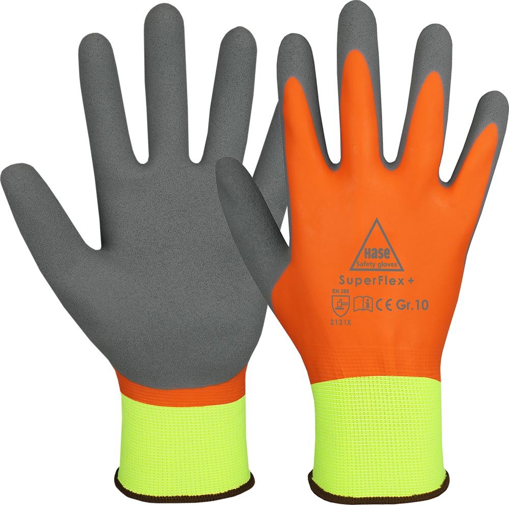 SUPERFLEX + Montage-Arbeitshandschuh Kat II orange/grau Gr.  7