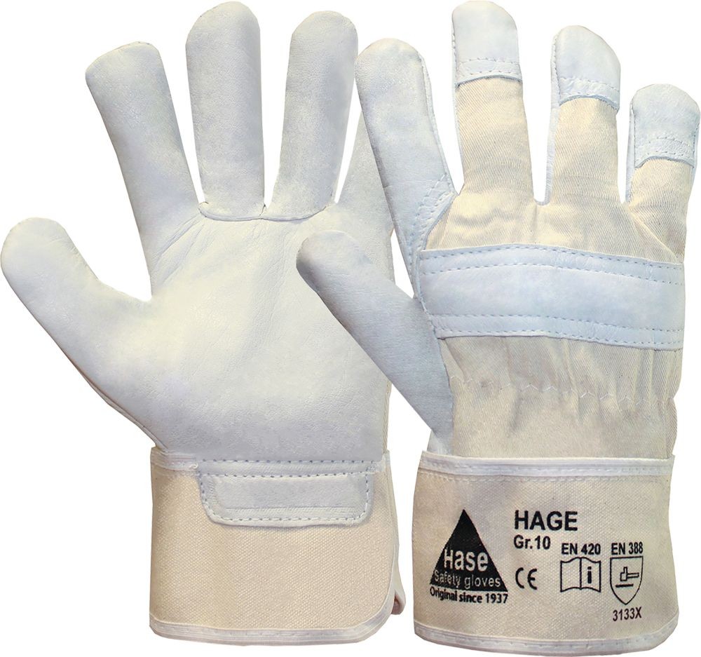 HAGE Leder-Arbeitshandschuh Kat II natur/beige Gr. 09